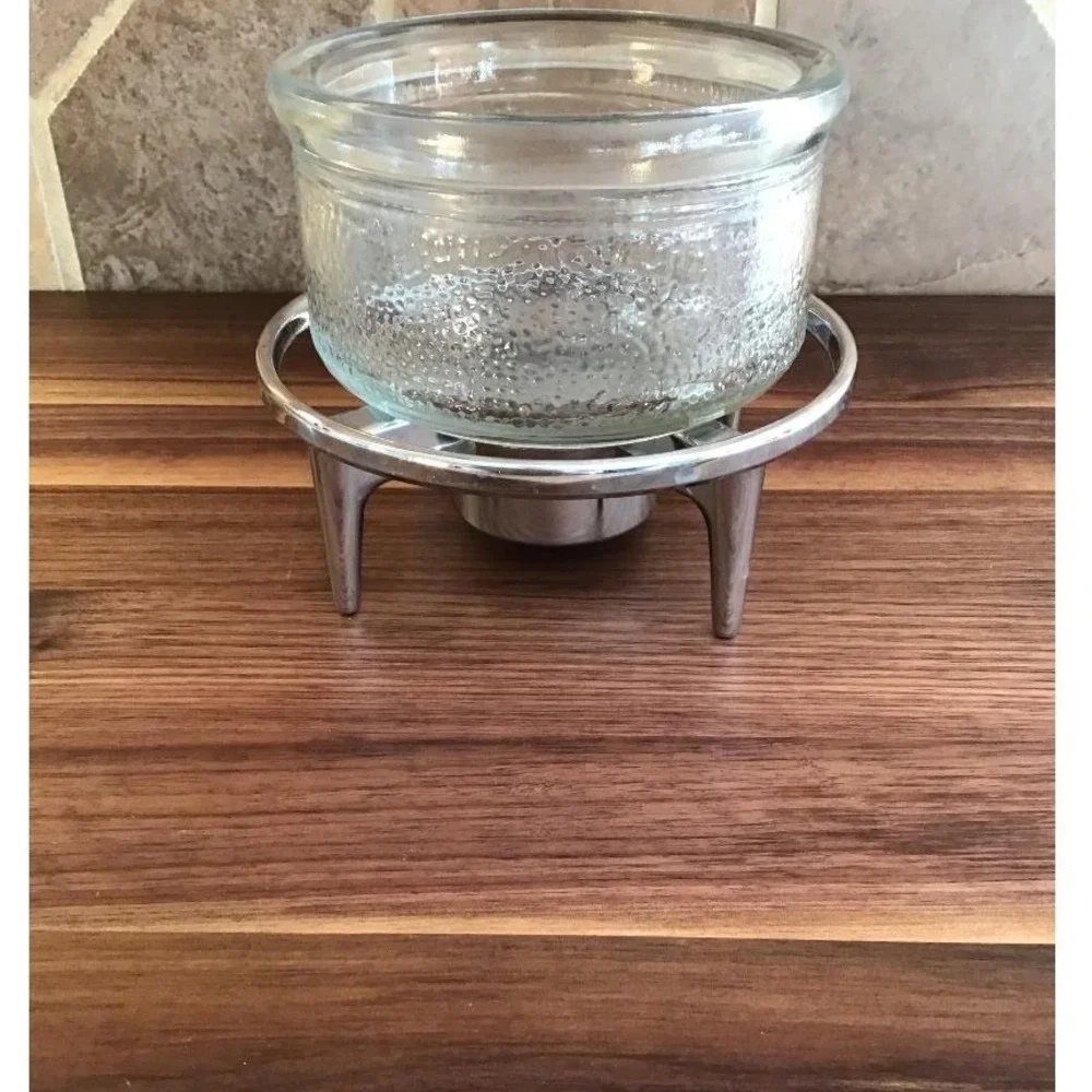 VTG CorningWare Glass Warmer Chrome Stand Tea Light Coffee Pot Charcuterie Table